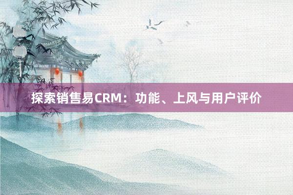 探索销售易CRM：功能、上风与用户评价