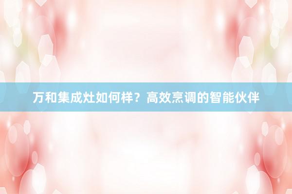 万和集成灶如何样？高效烹调的智能伙伴